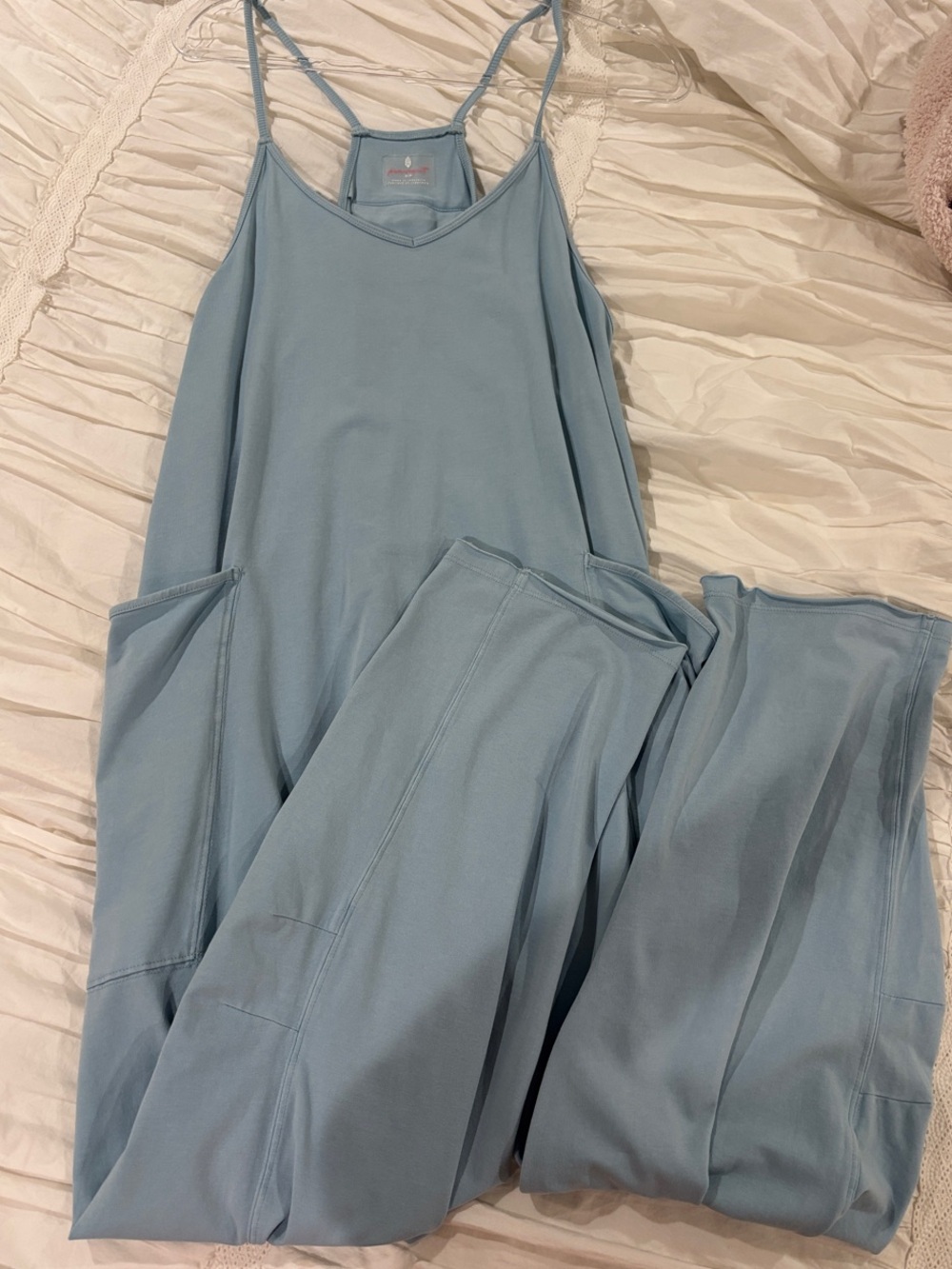 FP Movement by Free People Soft Blue Strappy Jumpsuit